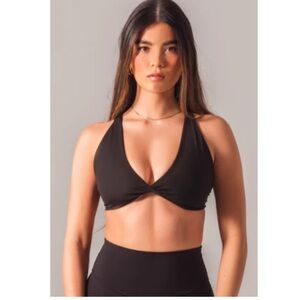 Black Twist Front Bikini Top